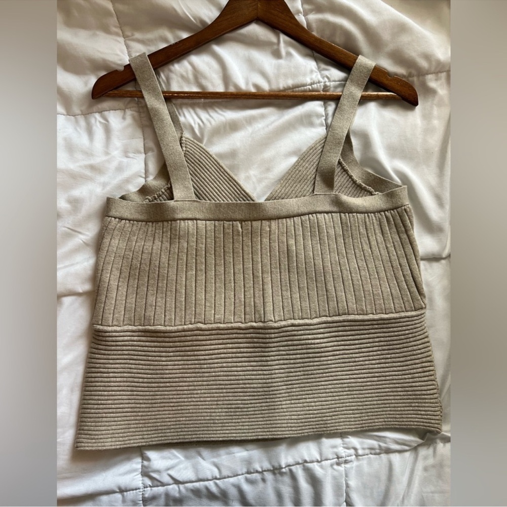 Cache Tan Ribbed Knit Tank Top Large - Picture 2 of 3